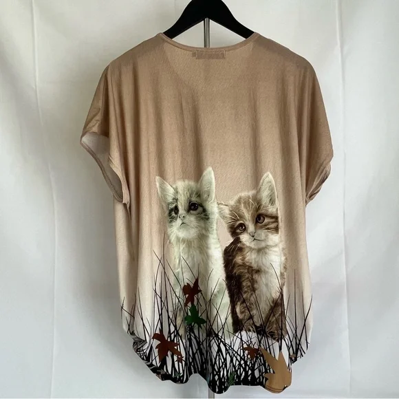Model France Vintage Woman’s Bling Cat Lover Shirt - Picture 3 of 11